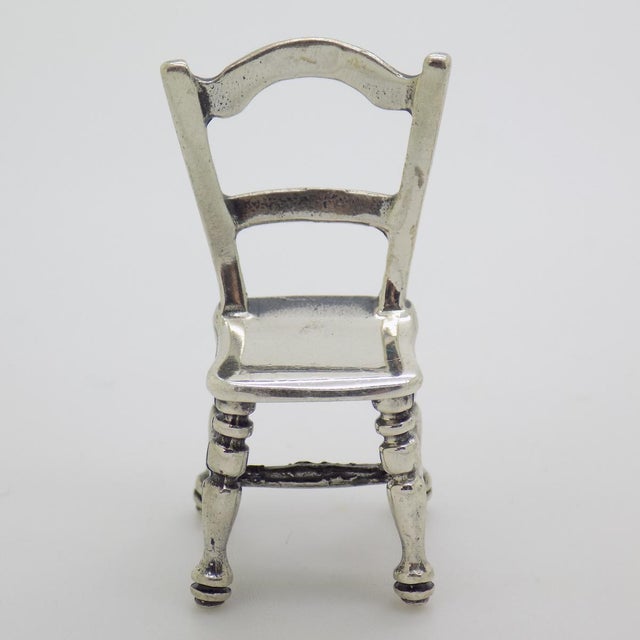 1980s Sterling Silver 925 Kitchen Chair Dollhouse Miniature For Sale - Image 5 of 12
