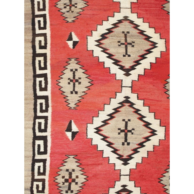Native American Authentic Navajo Rug c.1920 – Handwoven Native American Textile Geometric Design For Sale - Image 3 of 18