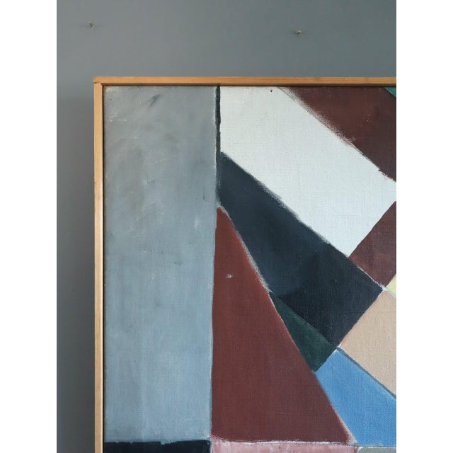 Mid-Century Modern 'Intersecting Planes' Vintage Original Geometric Abstract Oil Painting by Swedish Artist Bror Ingemar Fröberg (1921-1999), Framed For Sale - Image 6 of 12