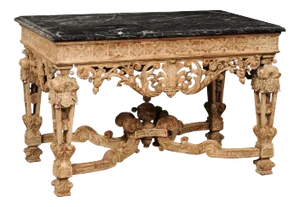Fabulously Carved French Table with Marble Top