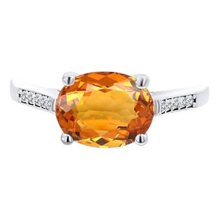 Natural Orange Sapphire Diamond Ring 6.75 14k W Gold 2.6 TCW Certified For Sale