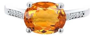 Natural Orange Sapphire Diamond Ring 6.75 14k W Gold 2.6 TCW Certified