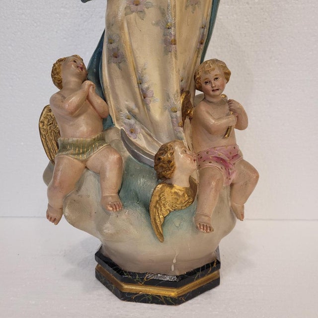 Olot School Artist, Immaculate Conception Sculpture of the Virgin Mary, 20th Century, Wood Pulp For Sale - Image 18 of 18