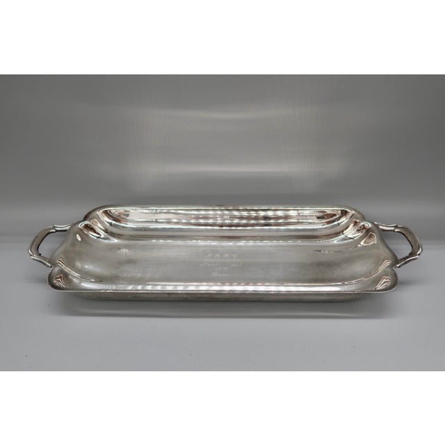 1970s Vintage 1975 Silverplate Trophy Tray With Handles — Engraved, Poole Silver Co. For Sale - Image 5 of 9