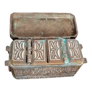 Antique Southeast Asian Maranao Decorative Silver Inlaid Brass Betel Nut Box