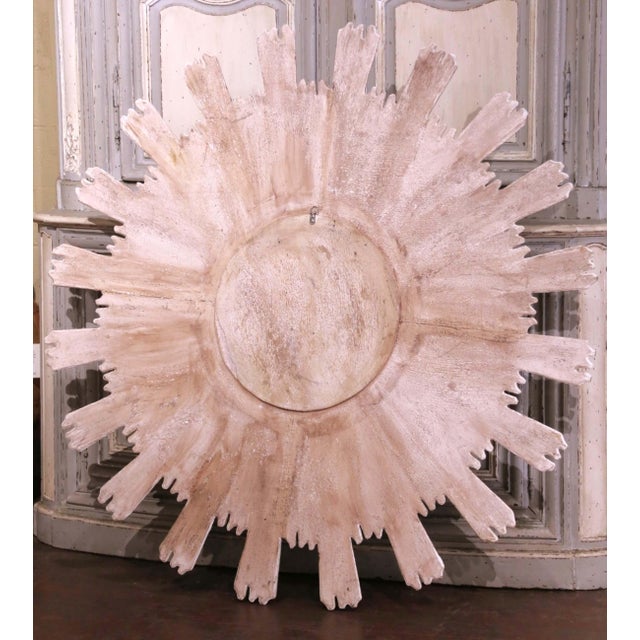 Wood Monumental Vintage Italian Carved Sunburst Mirror With Four-Tier Rays For Sale - Image 7 of 8