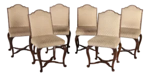 Antique Baroque Chairs in Walnut, 18th Century, Set of 6