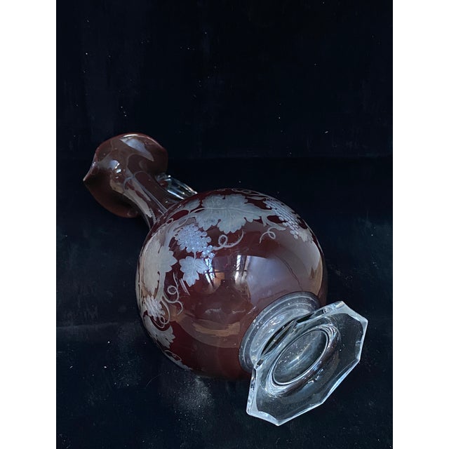 Art Nouveau Bordeaux Red Crystal Decanter, 1910s For Sale - Image 10 of 12