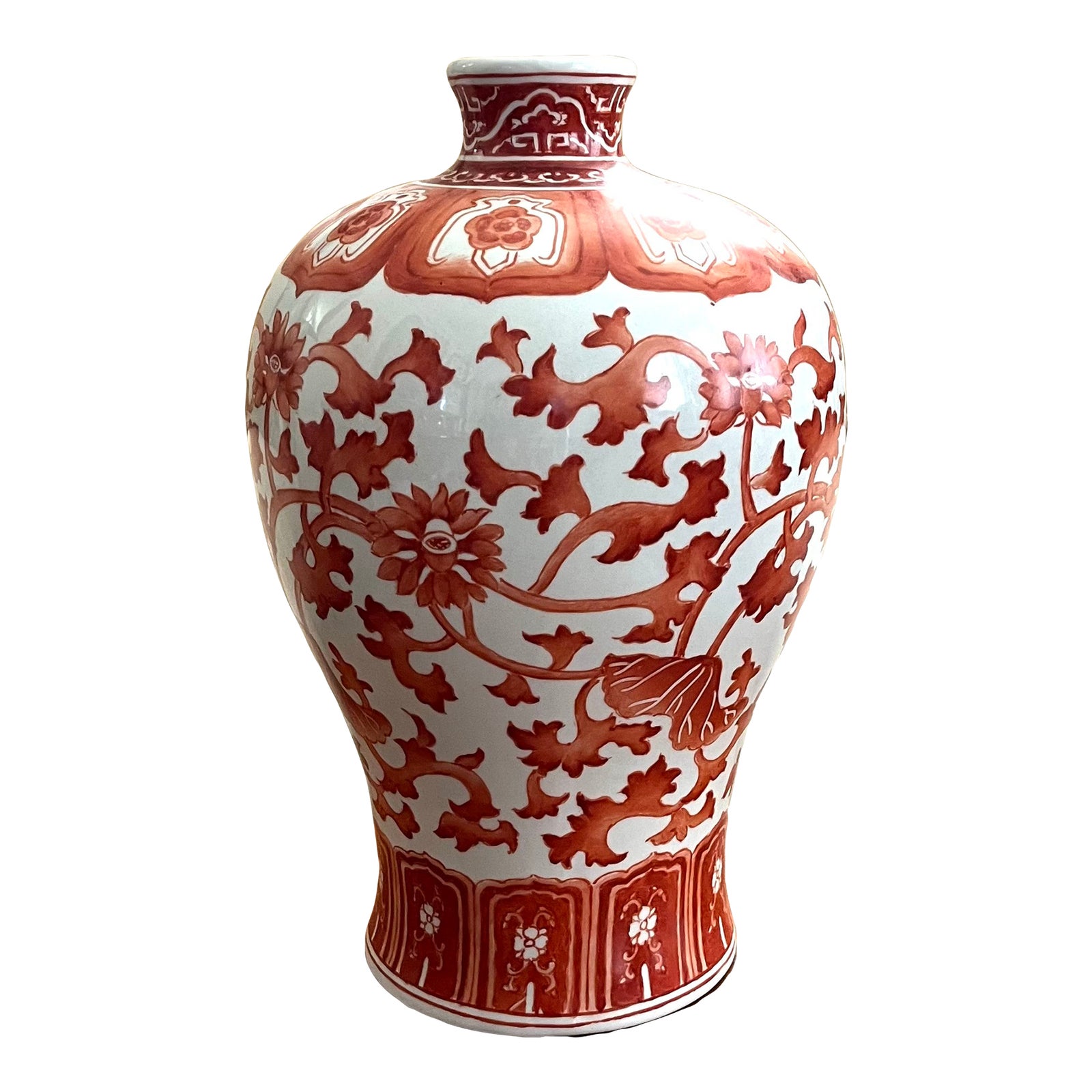 Early 1900s Meiping Form Chinese Iron Red Vase | Chairish