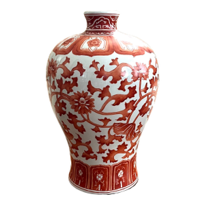 Early 1900s Meiping Form Chinese Iron Red Vase