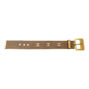 Vintage Chanel Gold Plated CC Mesh Belt Bracelet