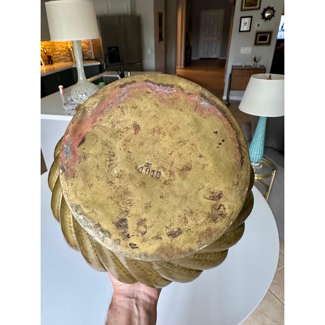 Italian Hammered Brass Scalloped Jardinière Planter For Sale - Image 12 of 15