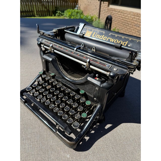 Antique industrial 1935 Underwood No. 11 wide-carriage typewriter, serial number 4368538-11, manufactured by the Underwood...