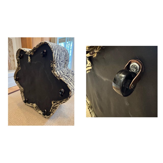 Custom Butterfly Shaped Tiger Stripe Upholstered Ottoman For Sale - Image 11 of 13