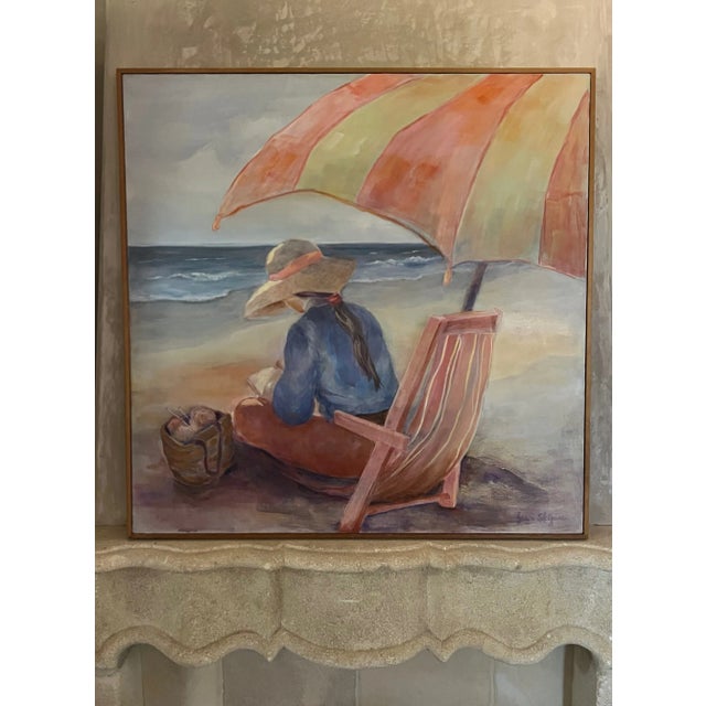 Summer at the Beach Acrylic Painting, Bohemian Style, Signed, 1980s For Sale - Image 11 of 14
