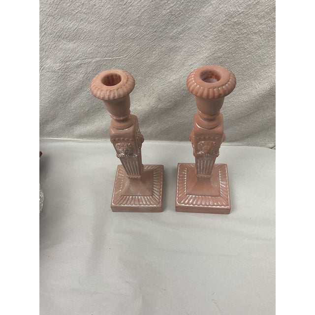 Pair of Vintage Terra Cotta Candleholders With Lion Decoration For Sale In Raleigh - Image 6 of 7