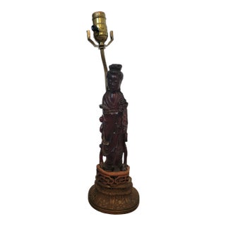 Chinese Faux Cherry Amber Lamp For Sale