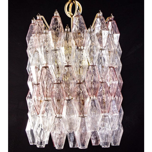Pink and Ice Poliedri Chandelier attributed to Carlo Scarpa from Venini, 1955 For Sale - Image 3 of 15