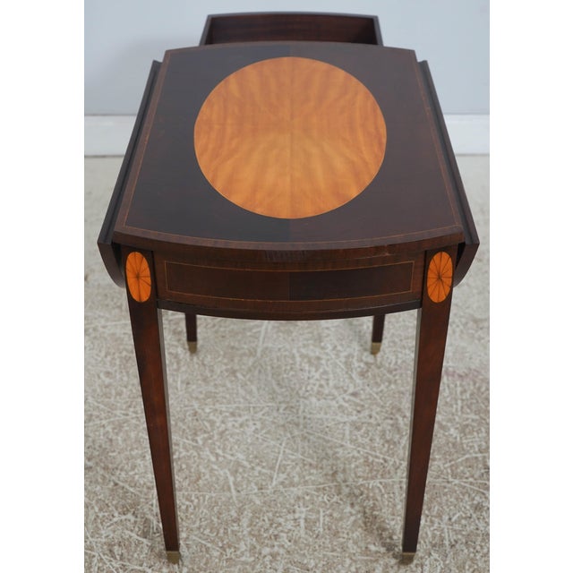 Pair of Mahogany Federal Style Inlaid Drop Side Pembroke Tables For Sale - Image 16 of 18