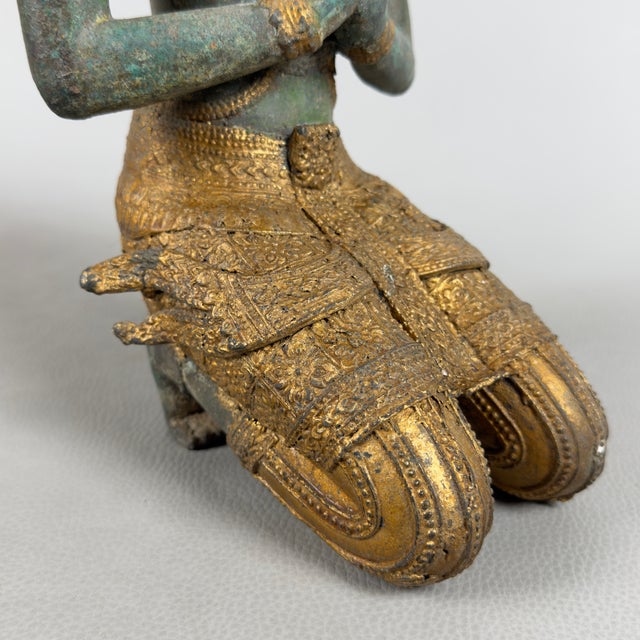 Metal Thai Teppanom Bronze Statue of God, 1930s For Sale - Image 7 of 12