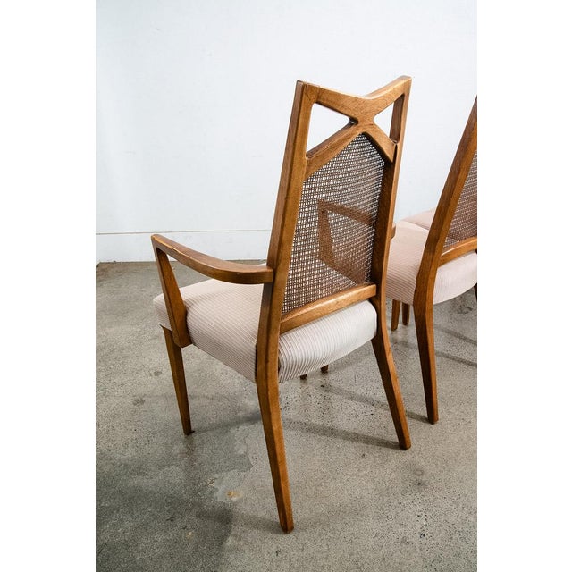 1960s Mid Century Modern Dining Chairs 6 Drexel Pinnacle Salmon Brown High Back Cane, Attributed For Sale - Image 9 of 11