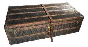 Antique Steamer Trunk in Chevron Canvas from Goyard, France, 1900