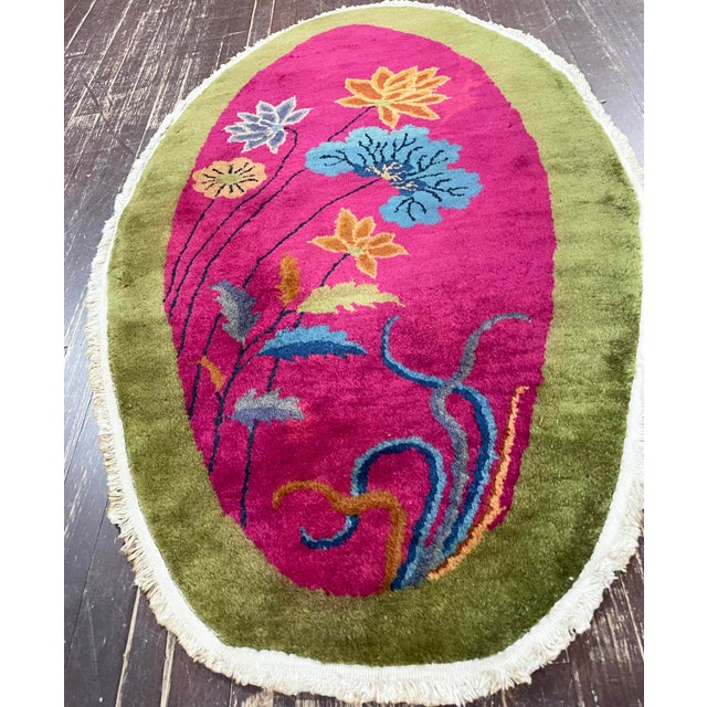 Antique Art Deco Chinese Rug, 2'6" X 4'2" For Sale - Image 9 of 10