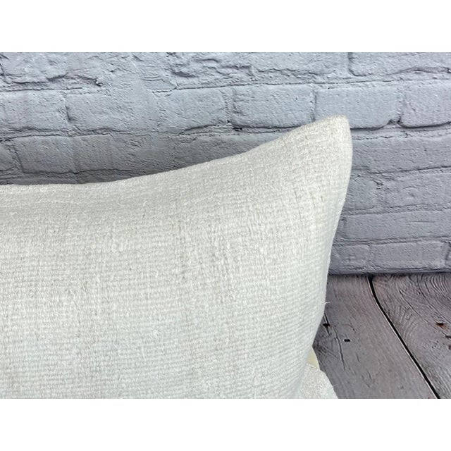 Turkish 16 x 24 Hemp Pillow Turkish Cushion Natural White Pillow Cushion Cover For Sale - Image 3 of 4