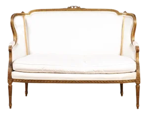 French Louis XVI Style Wingback Settee with Original Gilding and New Fabric