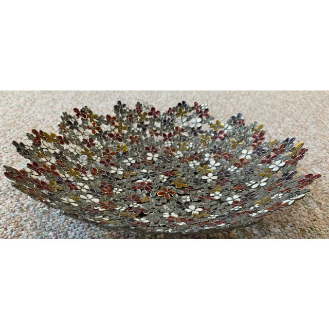1990s Vintage Pierced Metal Grillwork Bowl For Sale - Image 5 of 9