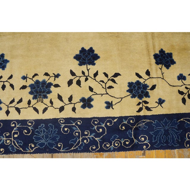 Late 19th Century Antique Peking Chinese Classic Traditional Floral Ivory Square 1880s Rug For Sale - Image 5 of 11