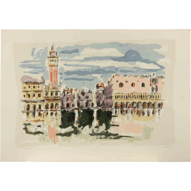 Franco Marzilli, View of Venice, Etching, 1980s For Sale