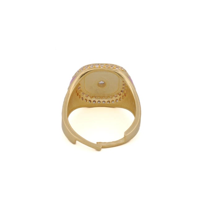 Pastel Colors Diamond & Gold Spring Statement Ring, Size 8 For Sale In Miami - Image 6 of 7