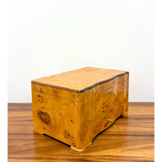 Traditional Vintage Thompson & Co Burl Wood Humidor With Drawer For Sale - Image 3 of 9