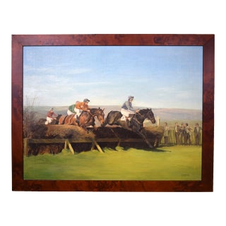 Ruth Gibbons English Steeplechase Acrylic on Canvas For Sale