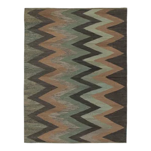 Vintage Persian Kilim in Brown and Teal Chevron Patterns by Rug & Kilim