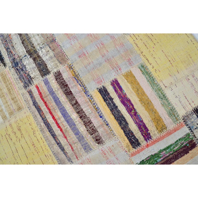 Textile Off White Stripe Vintage Turkish Kilim Rug For Sale - Image 7 of 10