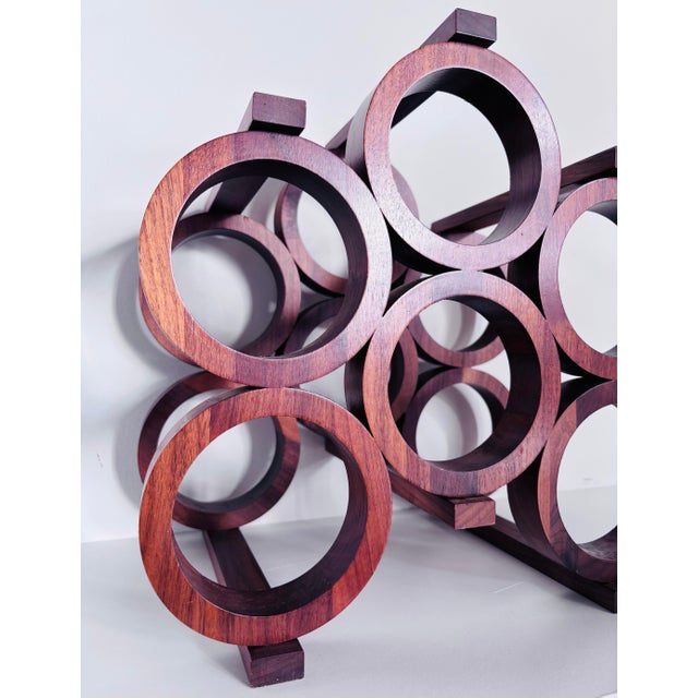 Mid-Century Modern 1960s Mid-Century Kustom Kraft Walnut Wine Bottle Rack For Sale - Image 3 of 7