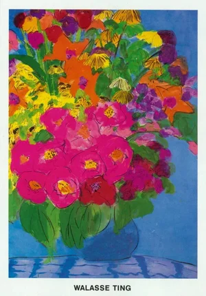 1989 Walasse Ting Flowers Lithograph Poster
