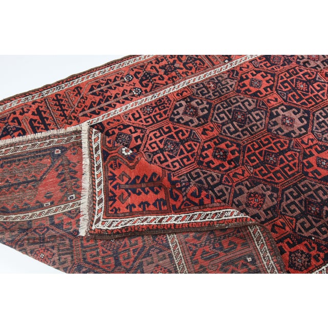 Antique Beluch Rug With Natural Dyes Geometric Medallion Field Circa Early 20th Century For Sale - Image 9 of 15