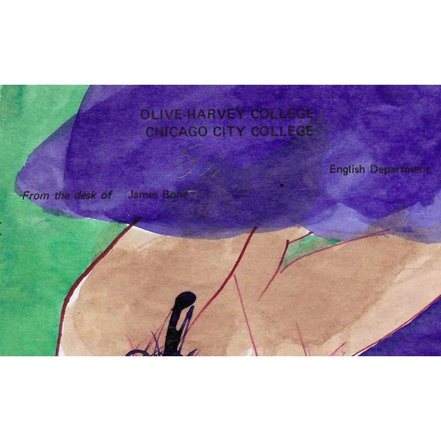 Painting from the estate of Chicago artist James Frederic Bone (1929-2015) from small group of female nudes in bright...