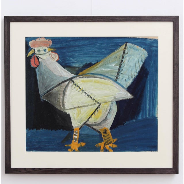 Raymond Debiève, The French Rooster, 1960s, Gouache on Art Paper, Framed For Sale - Image 16 of 16