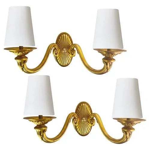 Gold Vintage French Bronze Sconces in Gold Color, 20th Century, Set of 2 For Sale - Image 8 of 8