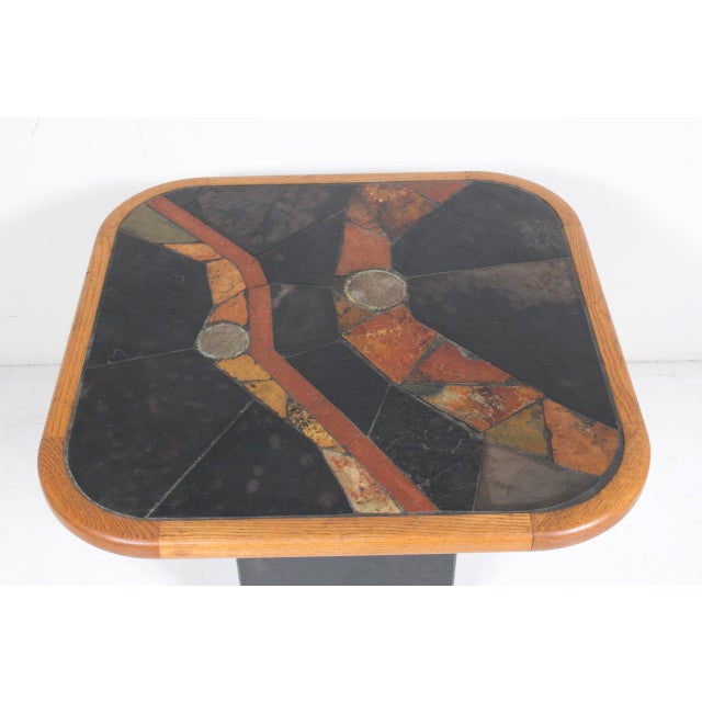 V. Ramburrem African Slate, Brass & Wood Occasional Table, 1980's For Sale - Image 12 of 18