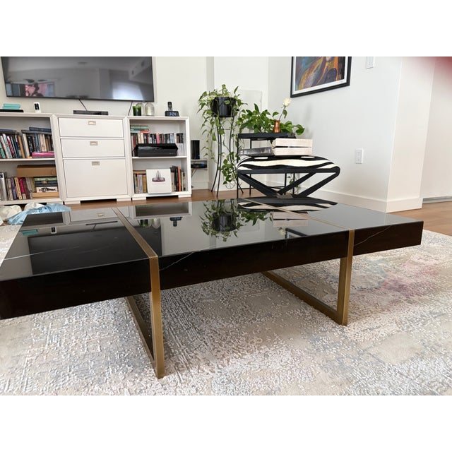 Metal Custom Made Marble and Brass Coffee Table, Imported From Turkey 2023 For Sale - Image 7 of 10