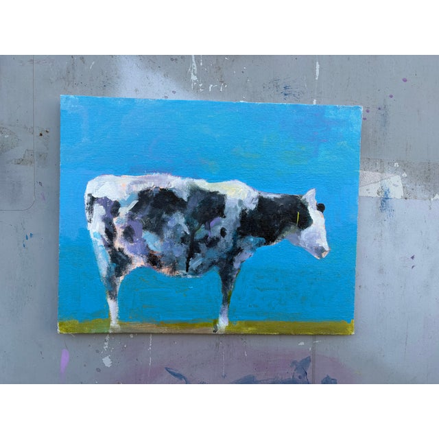 Blue Moooo Cow Original Painting by Joseph Christy For Sale - Image 8 of 10