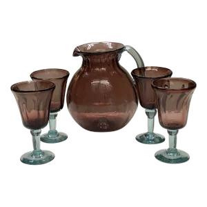 Late 20th Century Violet Pitcher Glassware Set, 5 Pieces