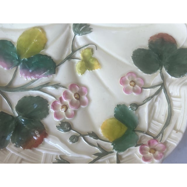 Ceramic George Jones Majolica Strawberry Platter For Sale - Image 7 of 14
