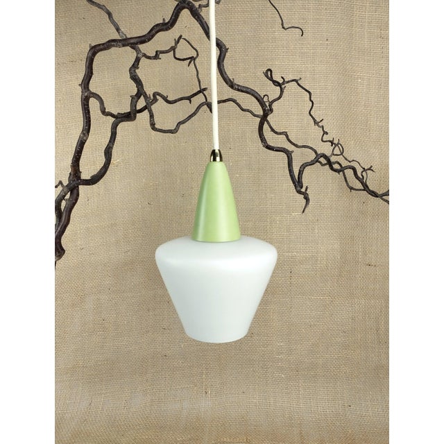 Mid-Century Modern Mid-Century Pendant Lamp with Opal Glass Shade, 1950s For Sale - Image 3 of 8
