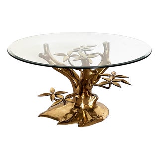 Mid-Century Tree Coffee Table in Brass and Cut Glass by Willy Daro, 1970s For Sale